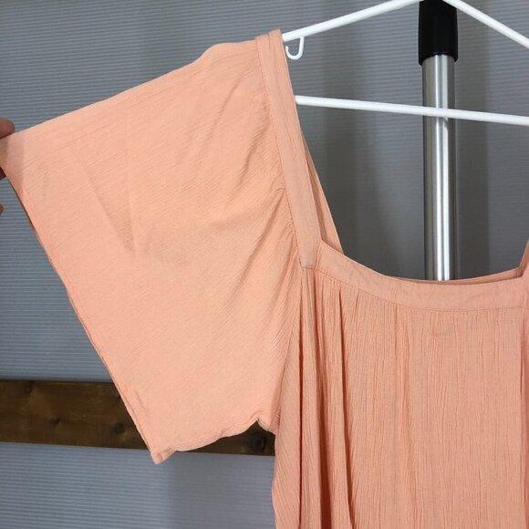 Koy RESORT Miami Square Neck Short Sleeve Crinkle Dress in Blush Sz S - Picture 4 of 7